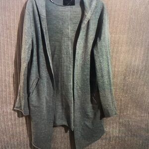 Men's Gray Hooded Cardigan